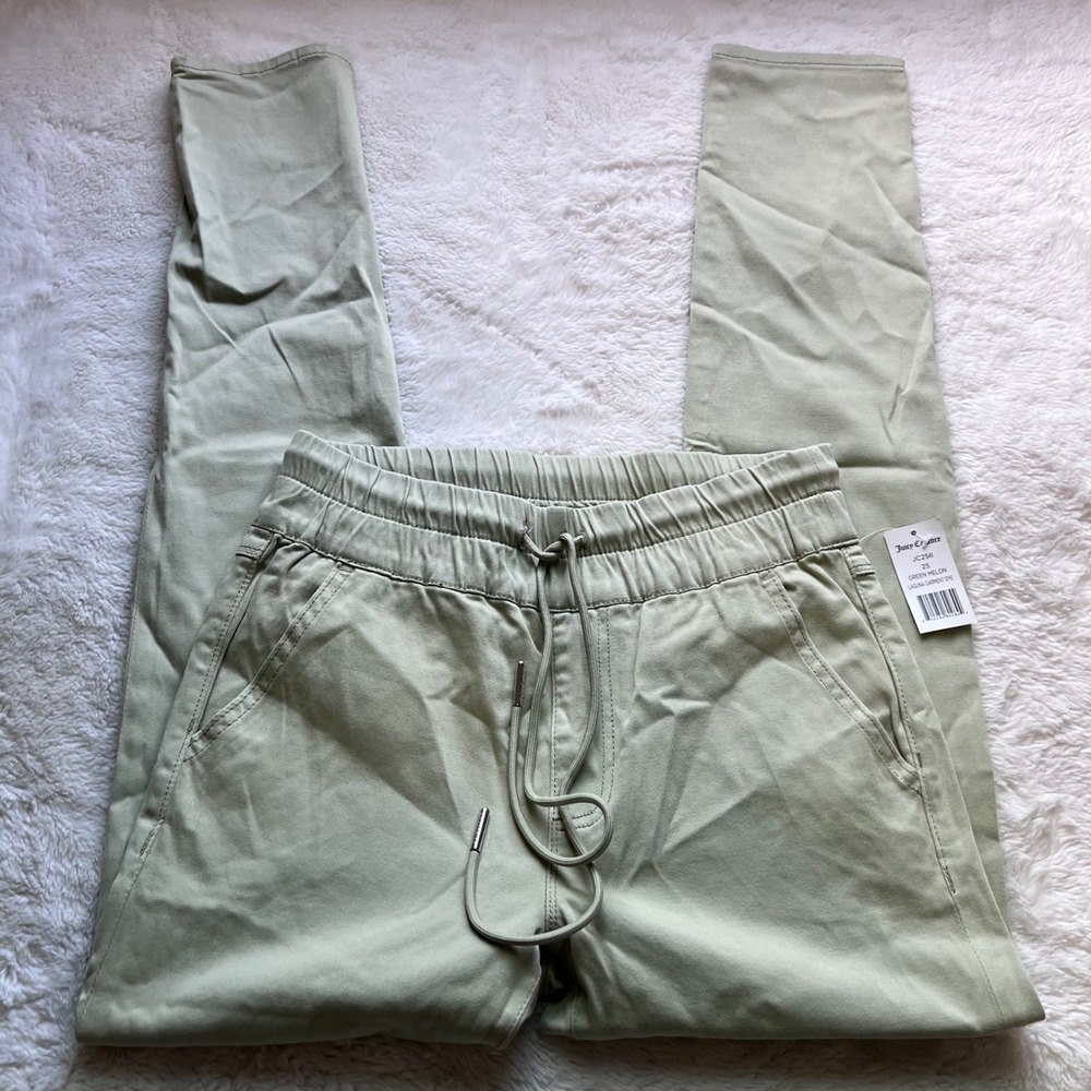 Juicy Couture Womens Easy‎ Skinny Pants Green Melon Laguna Garment Dye JC256 25